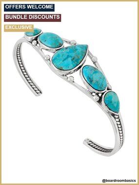 Turquoise Cuff Bracelet 925 Sterling Silver Cuff Bracelet